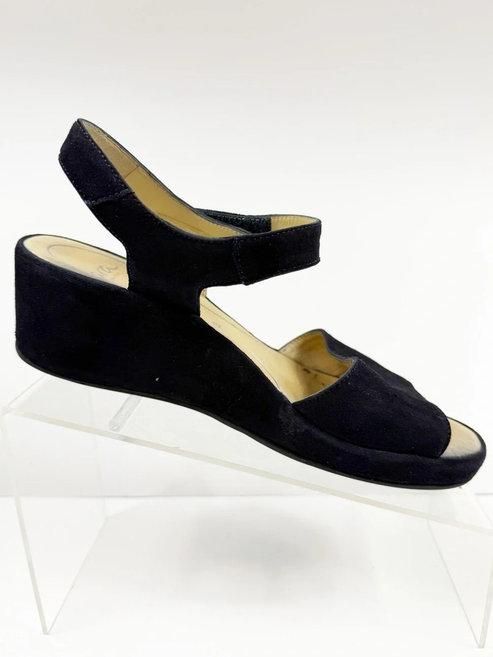 Ara‎ Rouge Black Suede Wedge Sandals - Women 38 7.5